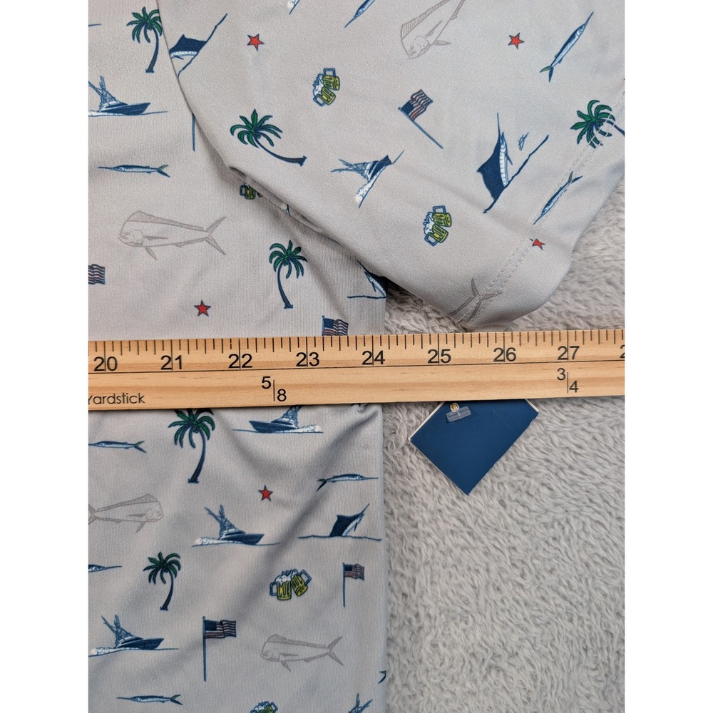 Huk Mens XL Performance Polo Shirt Gray Fishing Palm Tree UPF 50+ NWT New - Picture 6 of 8